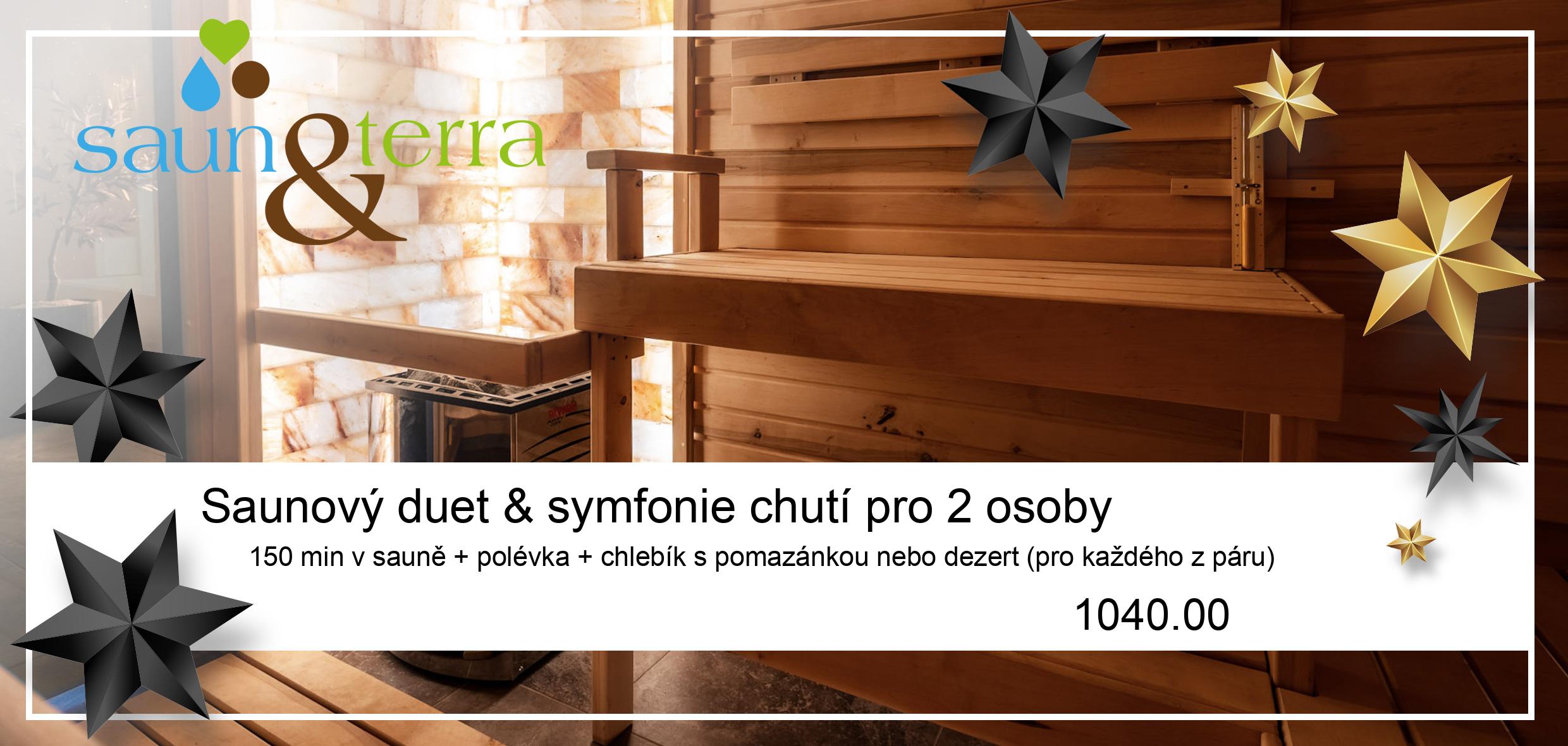 Voucher Saunový duet & symfonie chutí pro 2 osoby