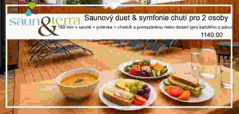 Voucher Saunový duet & symfonie chutí pro 2 osoby